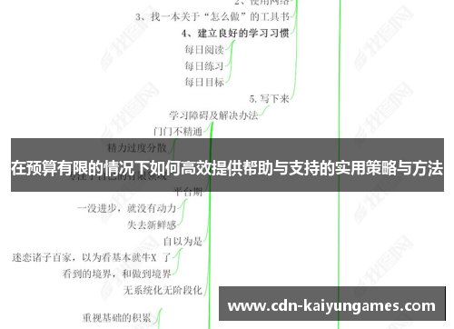 在预算有限的情况下如何高效提供帮助与支持的实用策略与方法